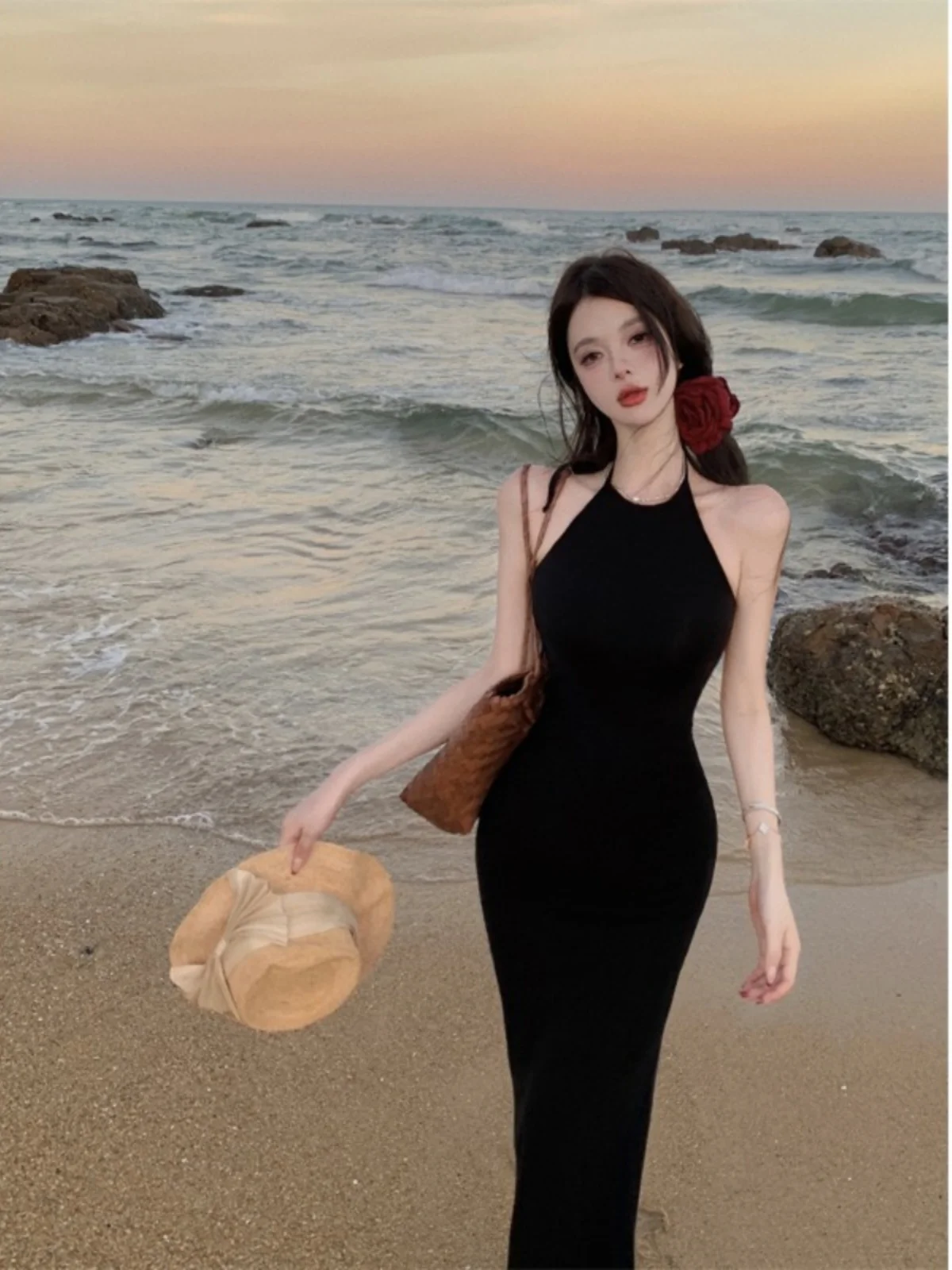 Dziewczyna z wyspy Wakacje na plaży Obcisła spódnica typu bodycon Wiosna Poliester Bez szwów Dzianina X-ape