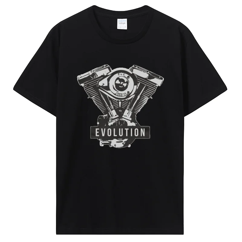 S-5XL Motorcycle Clothing V Twin Biker Evolution Engine Casual T Shirt Cotton Tops Tees Men's Clothing Oversized Unisex Tshirt