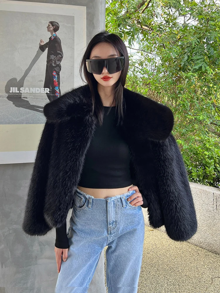 ZADORIN Preppy Style Luxury Warm Faux Fox Fur Coat Women Big Collar Short Fluffy Faux Fur Jacket abbigliamento invernale donna 2024