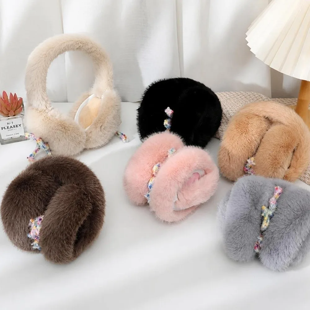 Warm Imitation Mink Fur Earmuffs Soft Fluffy Thermal Ear Muffs Portable Lovely Bow Decor Faux Fur Earmuffs Winter Outdoor