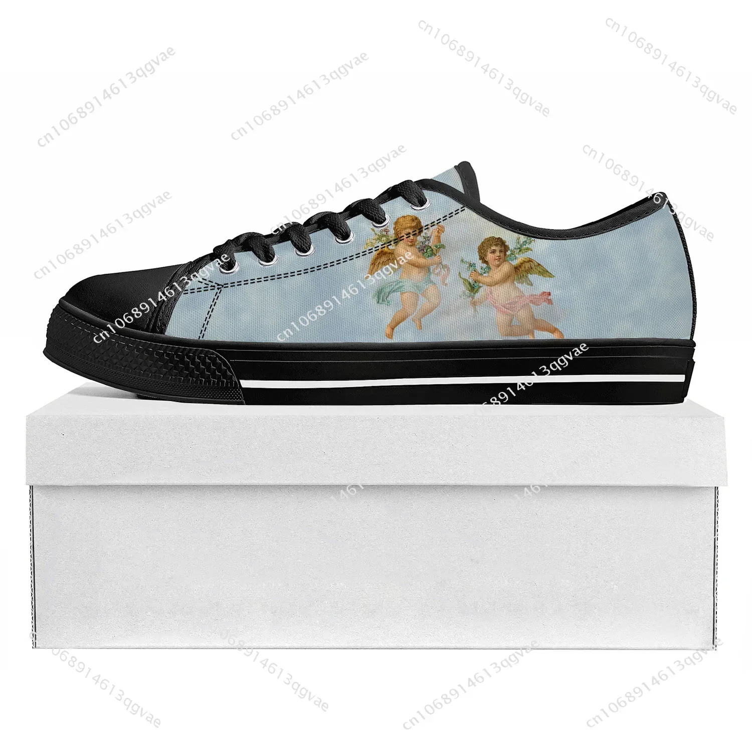 Angel Art Print Low Top High Quality Sneakers Mens Womens Teenager Canvas Sneaker Christian Vintage Angels Casual Couple Shoes