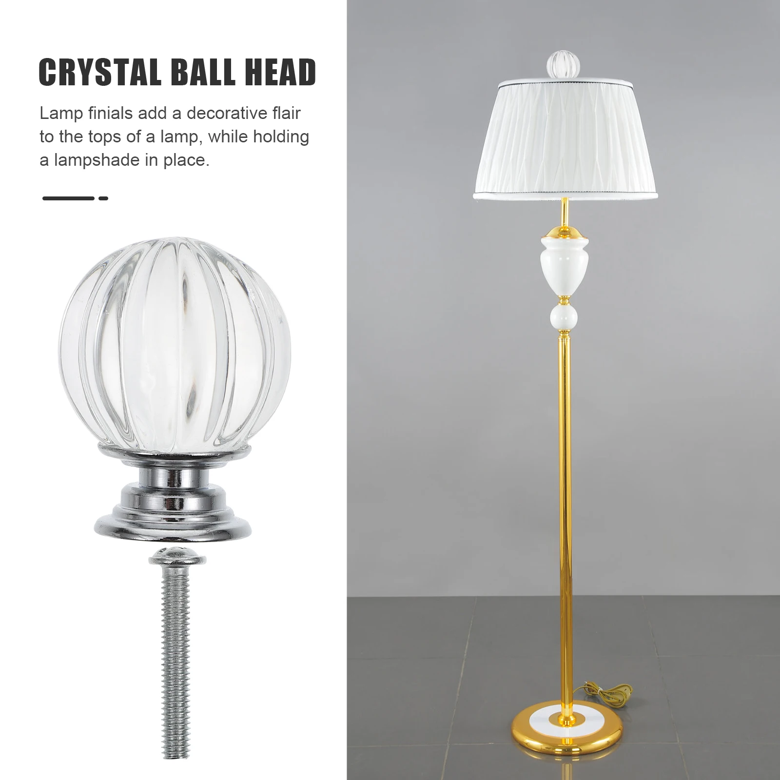 

1 set Crystal Lamp Finial Knob Light Shade Topper Decorative Screw Elegant Modern Table Floor Lamp Accessory Diy Small