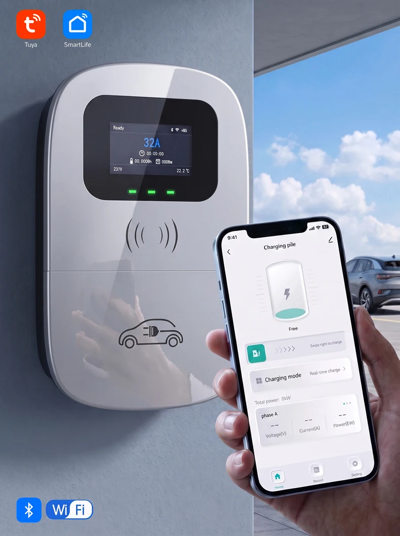 JIGU Smart Life Tuya APP 7kW Elektrofahrzeug-Ladestation Typ2 Typ1 GBT EV-Ladegerät Elektroauto-Ladegerät Wallbox 230V – Detail 5