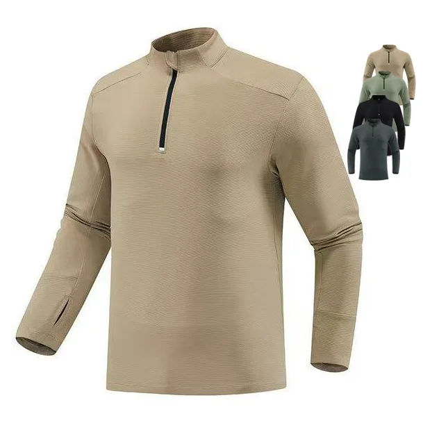

Sports Clothing Male Running Long Sleeve T-shirt Spring Outdoor Half Zipper Fitness Breathable Jogging Gym Training Sportswear