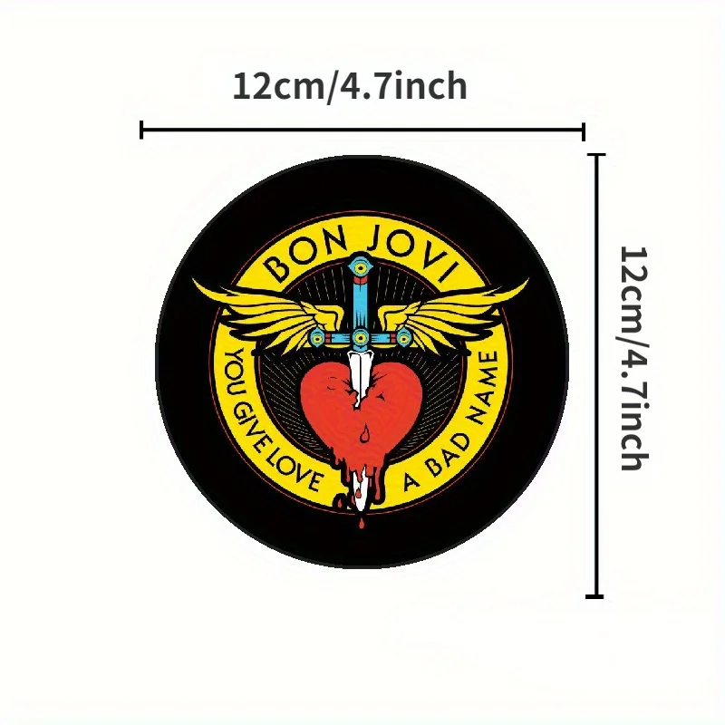 Bon Jovi Heart Wing Vinyl Sticker - Durable Car, Laptop, Helmet Sticker - Rock Band Badge, 6.3 