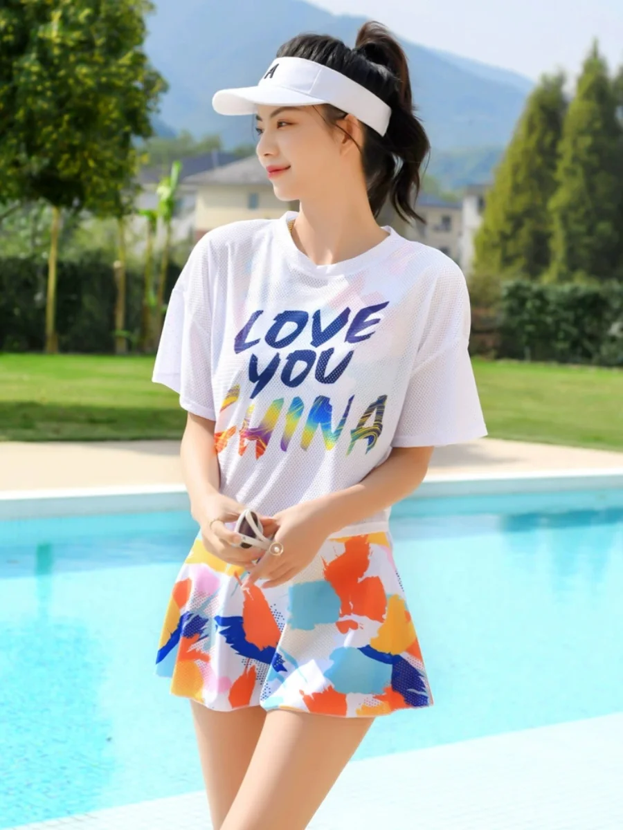 

Conservative Women's Two-Piece Swimsuit Thermal Spa Tee-Piece Set plus Size Slimming Swimwear Trendy 2025 New Arrival