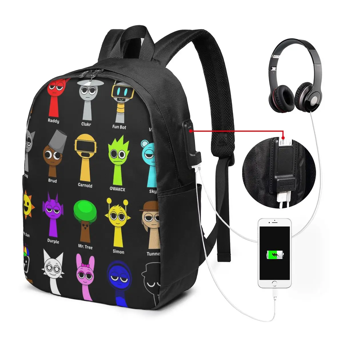 

All My Sprunki Game Toys Backpack Travel Notebook Bag Computer College Student School Bag Laptop Shoulder Bags for Men Women