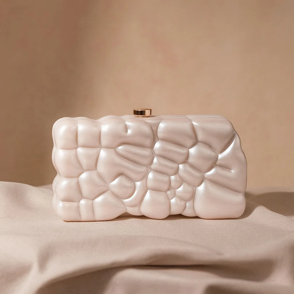 Neue Schulter-Umhängetasche, speziell geformte Muschel-Acryl-Tasche, modische Clutch-Tasche für Hochzeiten und Abendessen. – Detail 5