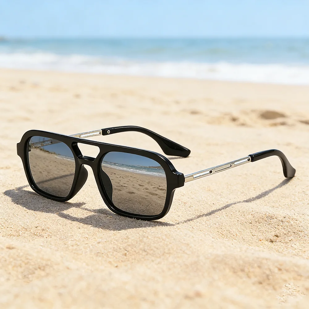 Vintage Metallrahmen Quadratische Sonnenbrille für Damen und Herren, Marken-Schwarze Rechteckige Coole Herren-Sonnenbrille, Polygon-Sonnenbrille für Männer und Frauen ﻿