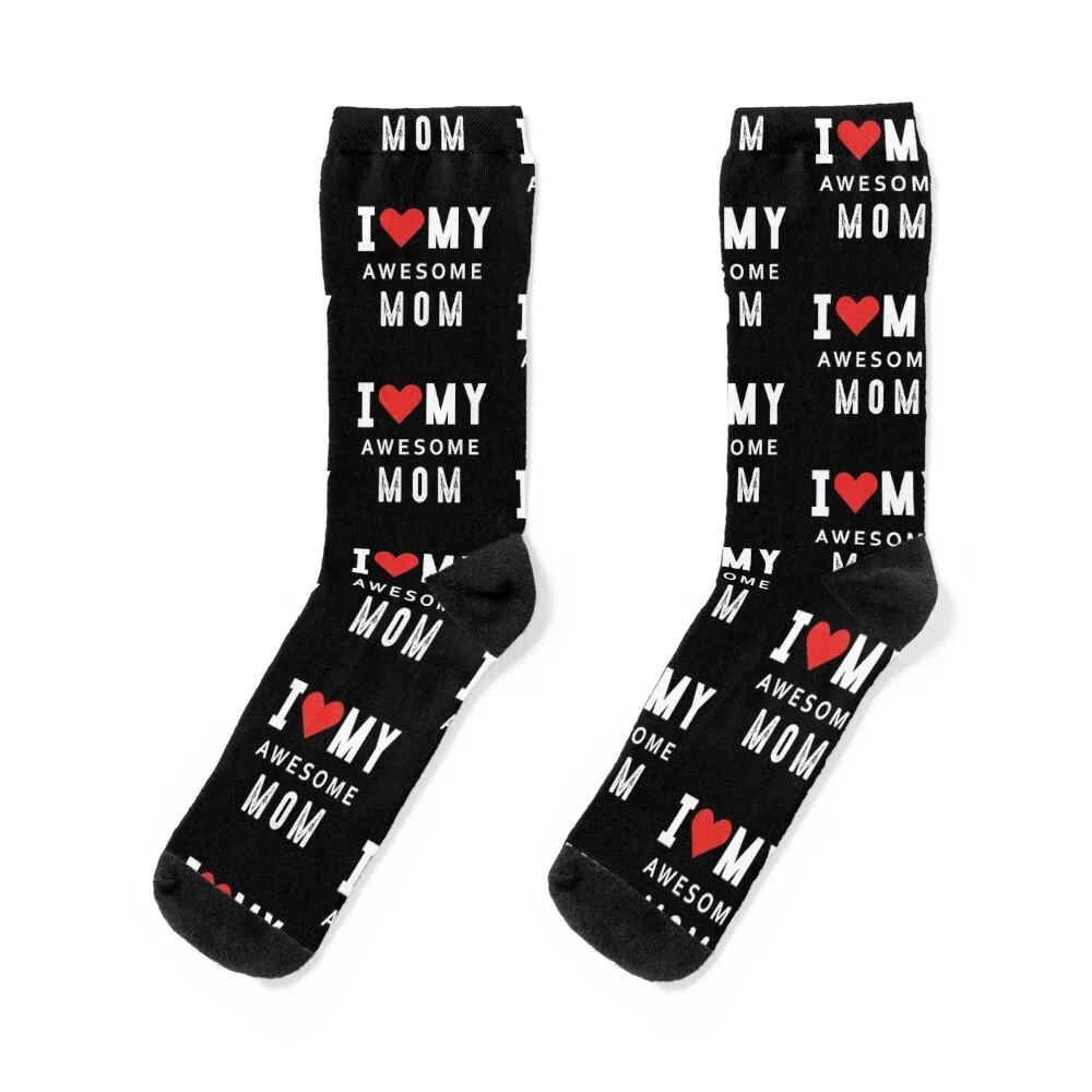 I love my awesome mom Socks winter gifts Christmas Ladies Socks Men's