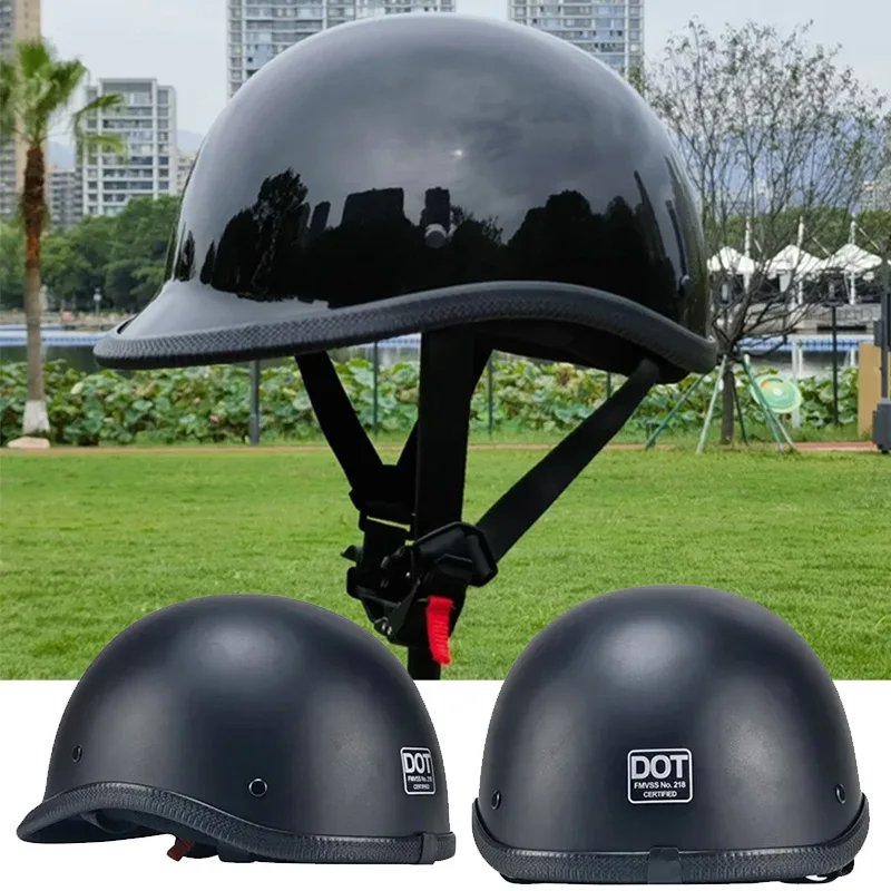 New Motorcycle DOT Half Face Helmet Half Cap Vintage Open Face Fashion ABS Retro Motorcycle Half Helmet One Pedal Scooter Helmet