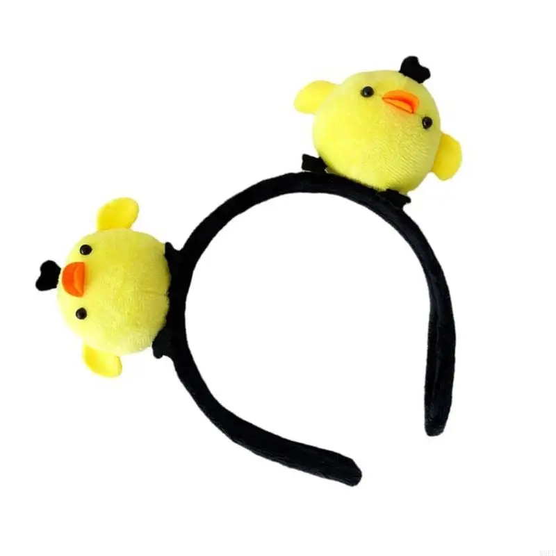 W8KF Cartoon Plush Hairhoop Lovely Chicken Hairband Music Festival Hairband Party Headwear Adult Girl Chick Headband