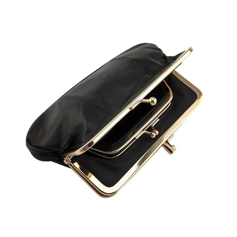 BELLO TUTTI Original New Women Genuine Leather Key Wallet Mini Coin Purse Men Metal Hasp Sheepskin Card&ID Holder Bag Money Clip