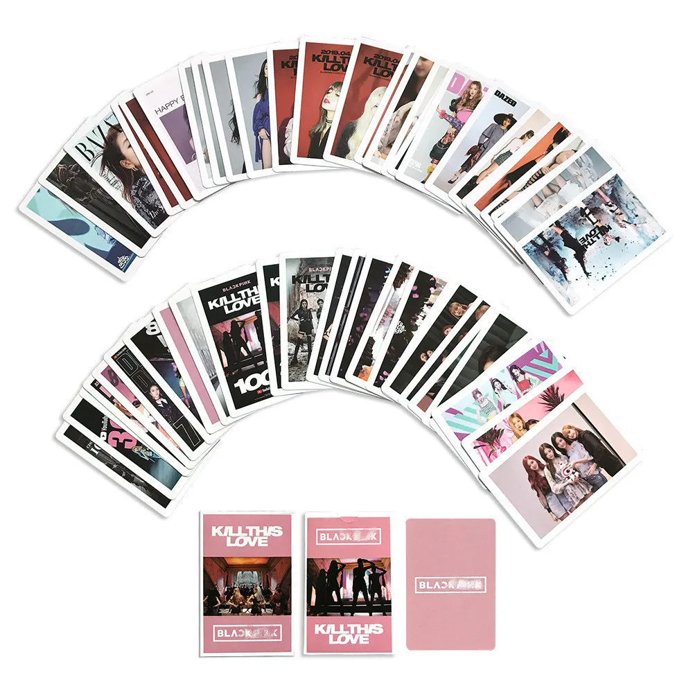 55 Pçs/set Kpop Girl Rosa 8o Aniversário Cartão Lomo JISOO JENNIE LISA ROSE Cartões Postais Photocard para Fãs Coleção Presentes