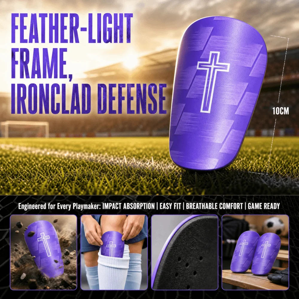 1 Pair Lightweight Soccer Shin Guards Comfortable Shock Absorbing Shin Pads Reinforced Impact Reduction Protective Equipment