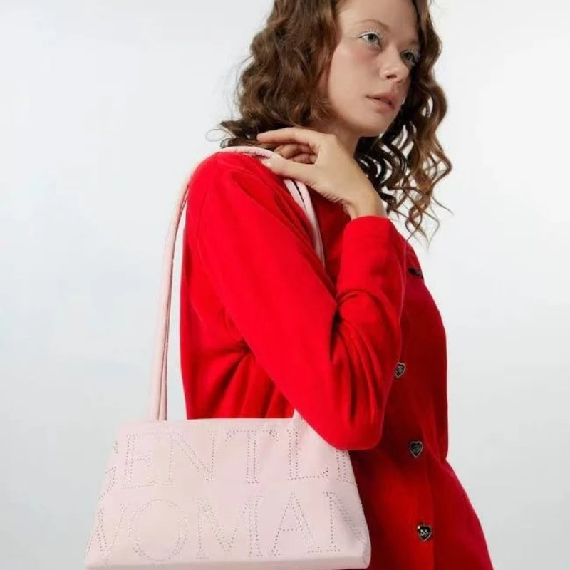 GEETLE WOMAN Thailand 2025 new satin letters embroidery line shoulder bag fashion hundred shoulder handheld underarm bag