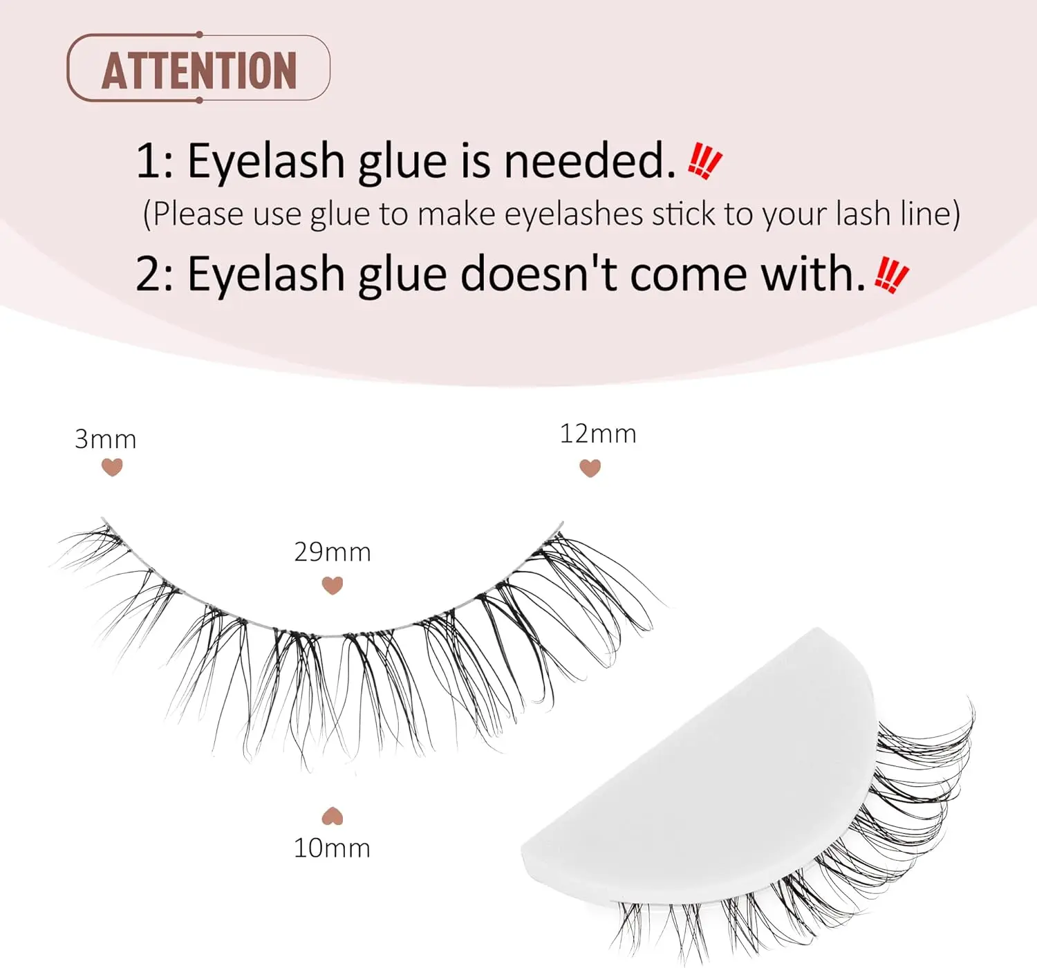 Sztuczne rzęsy Onlyall, krótkie, naturalne, 3/4, małe rzęsy, sztuczne rzęsy, delikatne, przezroczysta taśma, rzęsy do oczu, 12mm H21