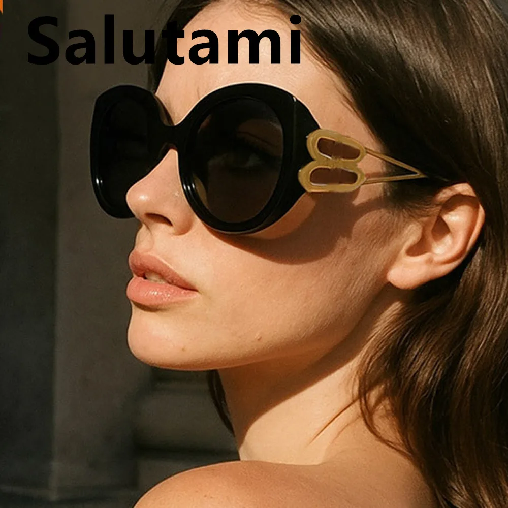 Vintage übergroße quadratische Katzenaugen-Sonnenbrille für Damen, neue Mode-Legierung, hohle Bein-Sonnenbrille, Damen, trendige Fahrbrille