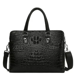 New Luxury Alligator Cow Genuine Leather Business Men's Briefcase Male Briefcase Shoulder Bag Men Messenger Laptop Computer Bag