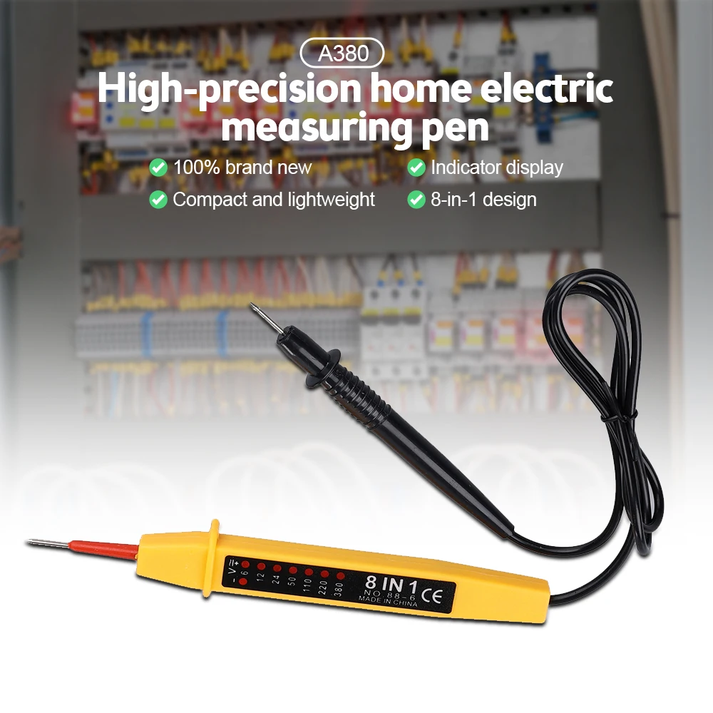 8 In1 Tester Voltage AC DC 6-380V Auto Electrical Pen Detector With LED Light For Electrician Testing Voltage Electrician Tool