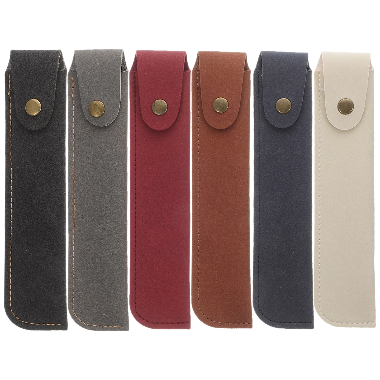 

6pcs Packaging Set Thickened Matte Pu Single Pencil Pouch Fountain Pen Holder Protective Travel Pu Pencil Case Storage
