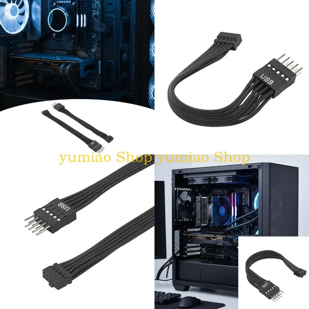 587B 12cm Length USB Extension Cable 9Pin Male to 10Pin Female for Tight Space