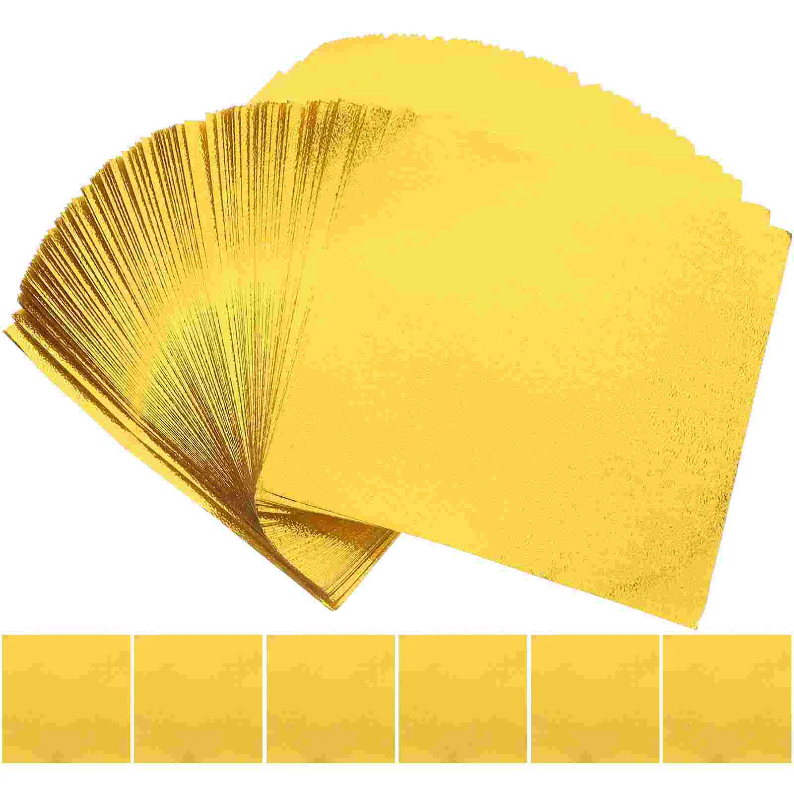 100 Sheets White Paper Single-sided Pearlescent Origami Golden Color Child Double Kraft