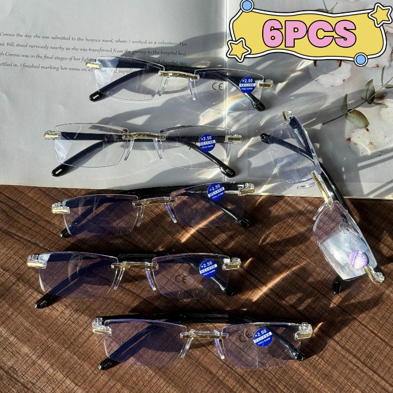 6PCS Hochwertige Anti-Blau-Beleuchtung Lesebrille für Männer Ultraleichte +1,0 bis +4,0 Unisex Augenschutzbrille