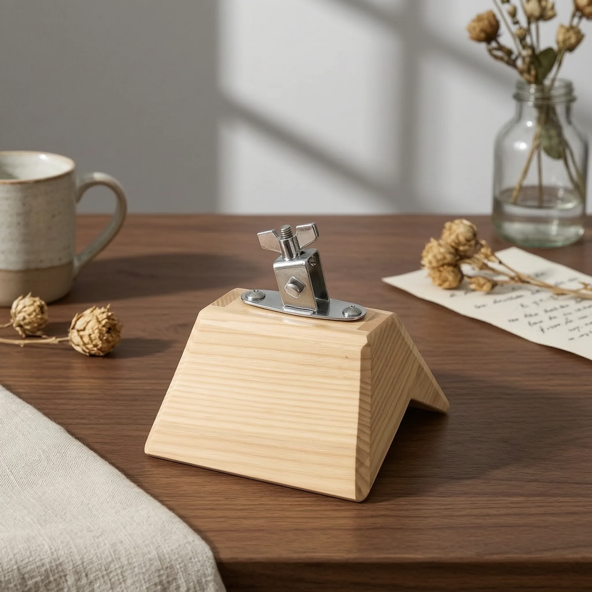 Solid Wood Trapezoidal Percussion Block with Clamp-on Design Woodblock for Live Music and Rehearsals