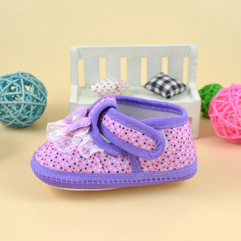 Bebê recém-nascido meninas sapatos de algodão infantil prewalker criança meninas do miúdo bowknot sola macia anti-deslizamento berço bebe primeiros caminhantes 0-18m