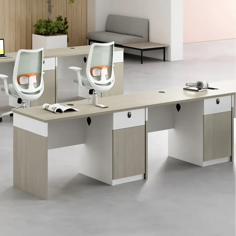 Modern Single Desk with Privacy Screen and Locker Office Workstation Simple Staff Table Compact Cubicle for Small Space