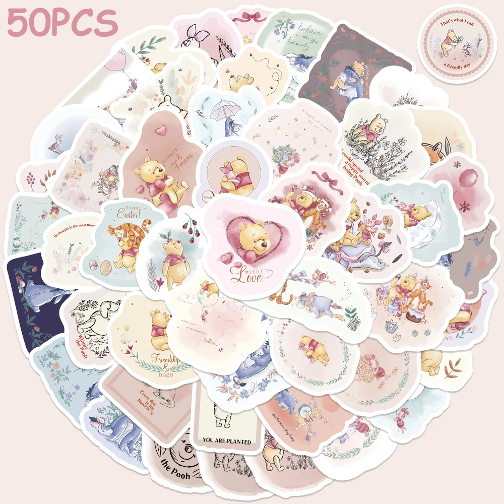 50pcs Disney Pooh Bear Piglet Tigger Stickers Cartoon Graffiti Decals For Kids Laptop Luggage Skateboard Children Toys Sticker