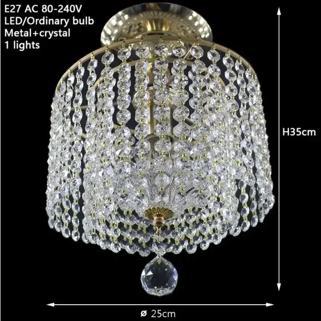 Modern retro plated crystal lustre Ceiling Lights E27  LED ceiling Lamp Luminaire For Living Room bedroom hotel hall