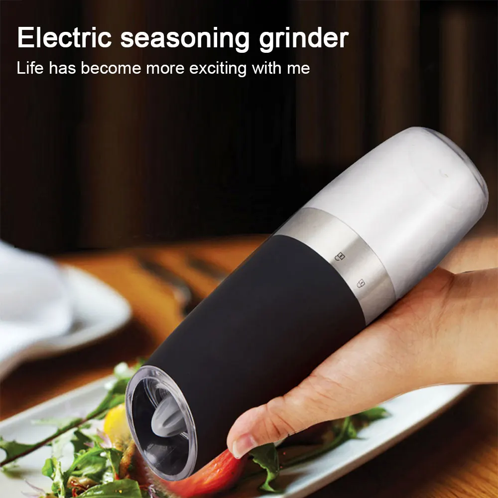 Kitchen 120ML Gravity Sensor Electric Pepper Mill Grinder Ceramic Core Spice Grinding Bottle Salt Pepper Seasoning Jar