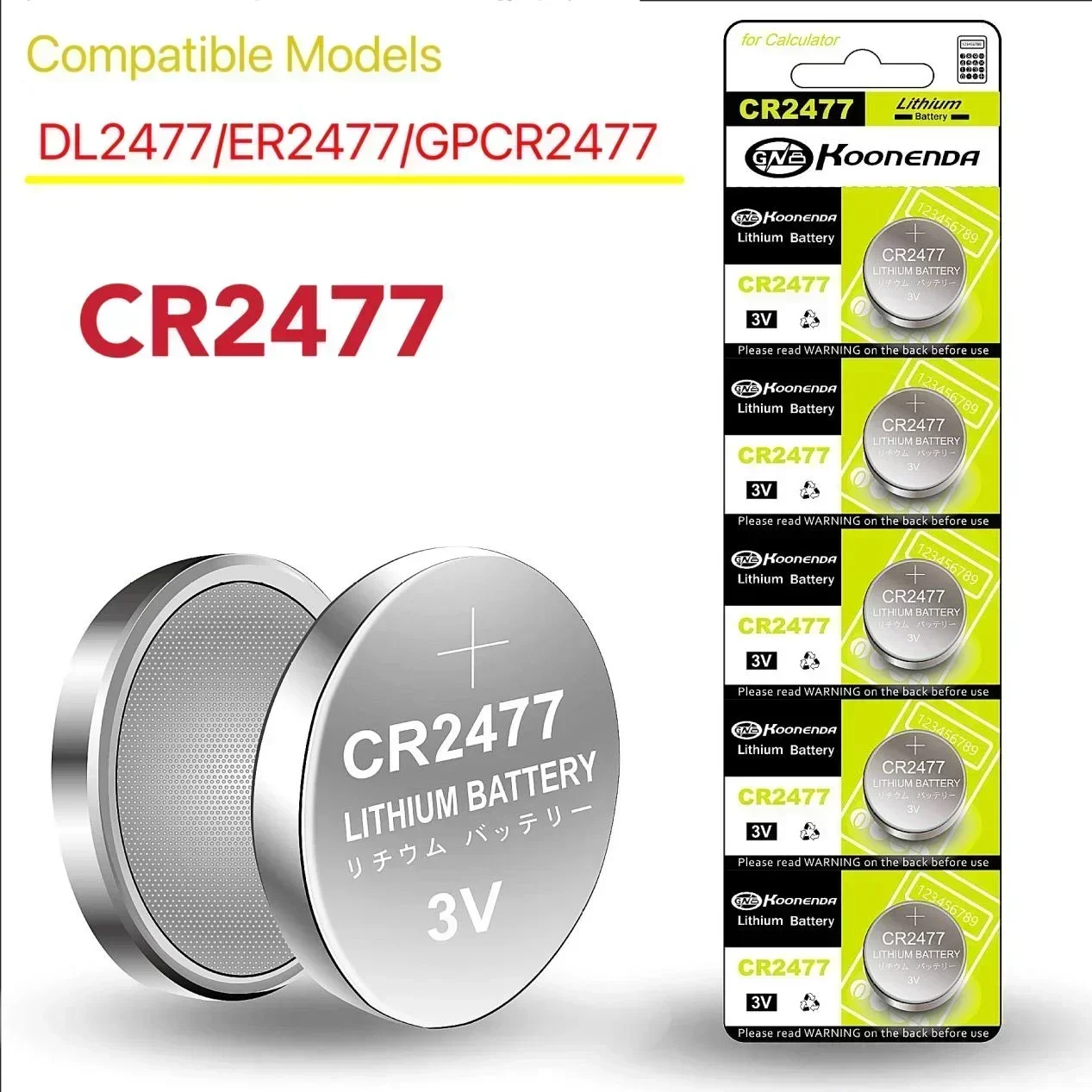 

High-Quality CR2477 3V Lithium Coin Cell Battery for Weight Scales, Motherboards & Thermometers - Compatible with DL2477, ECR247