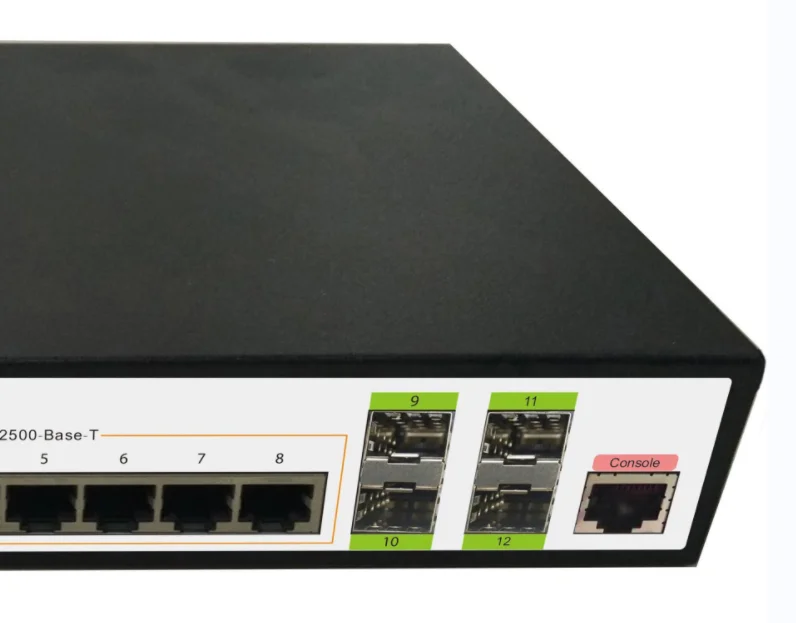 12-Port 8*2.5G 4*10G SFP+ 2.5G Switch120gbps Layer-2 Core 10G uplink Network Switches 10gb lan card