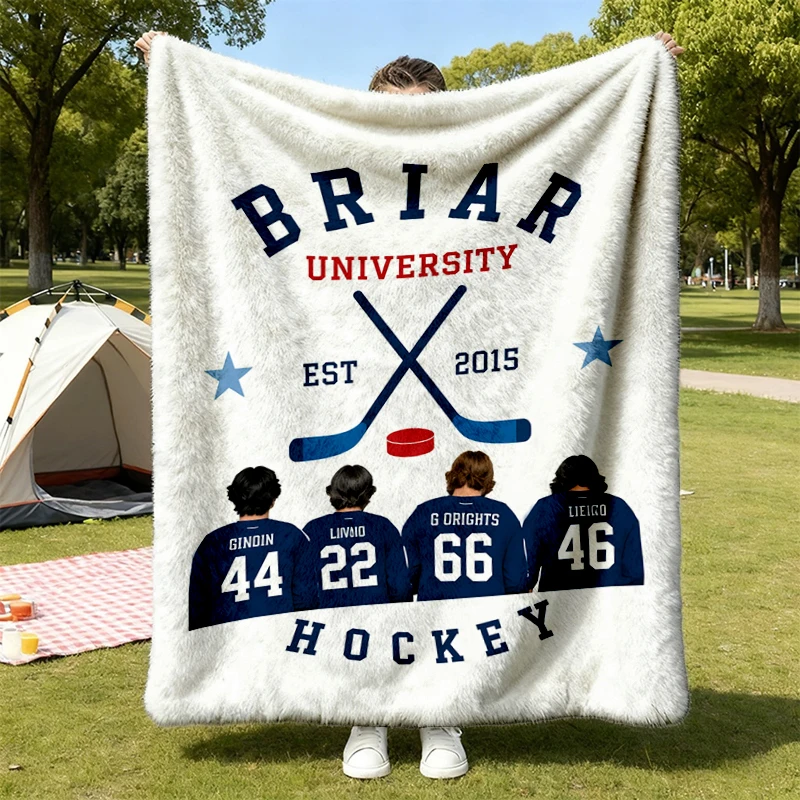 Briar University Hockey Soft Blanket, Vintage College Hockey Comfy Blanket, Front and Back Print Flannel Blanket, Ice Ho
