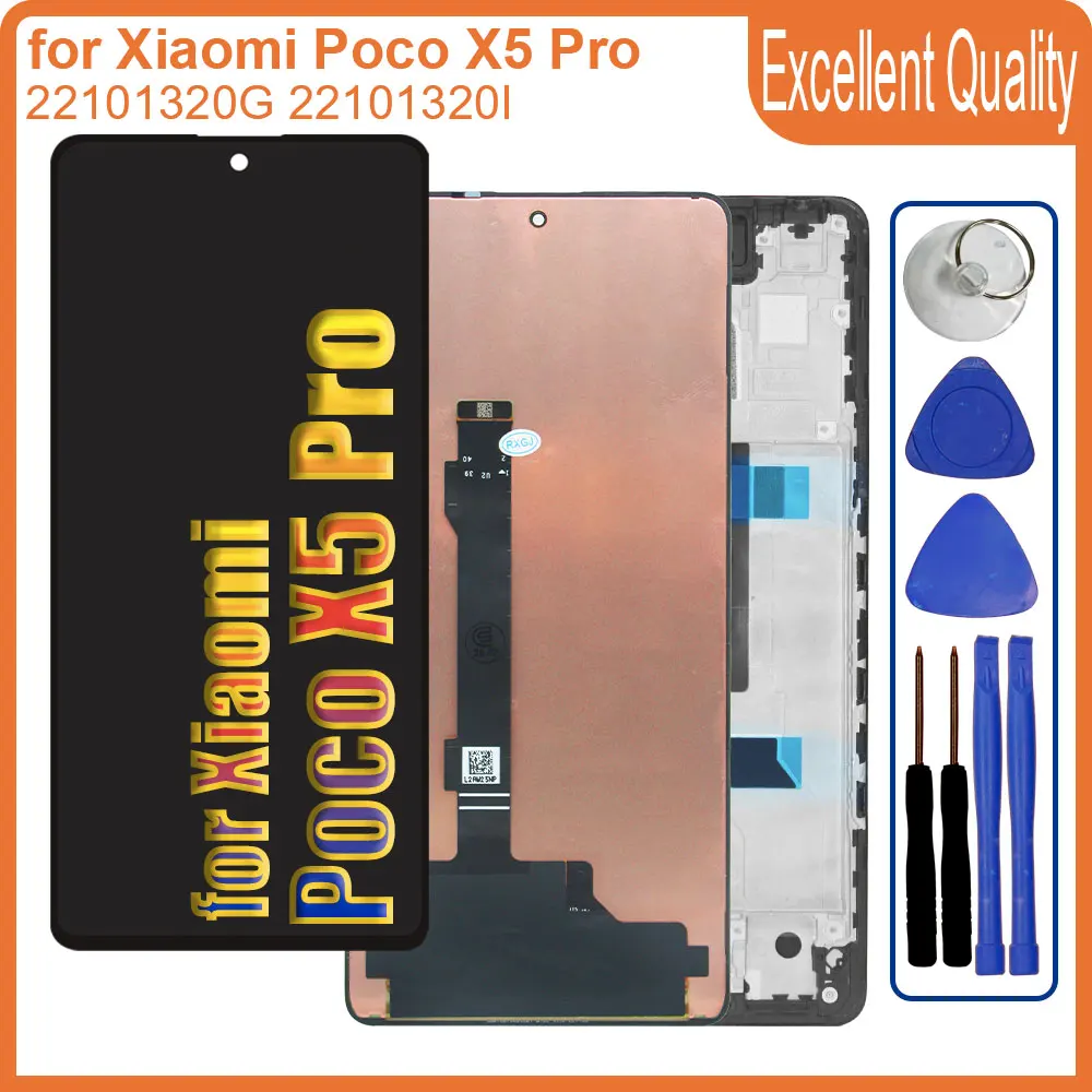 Super AMOLED LCD for Xiaomi Poco X5 Pro LCD Display 22101320G Touch Screen for Poco X5 Pro 22101320I LCD Replacement With Frame