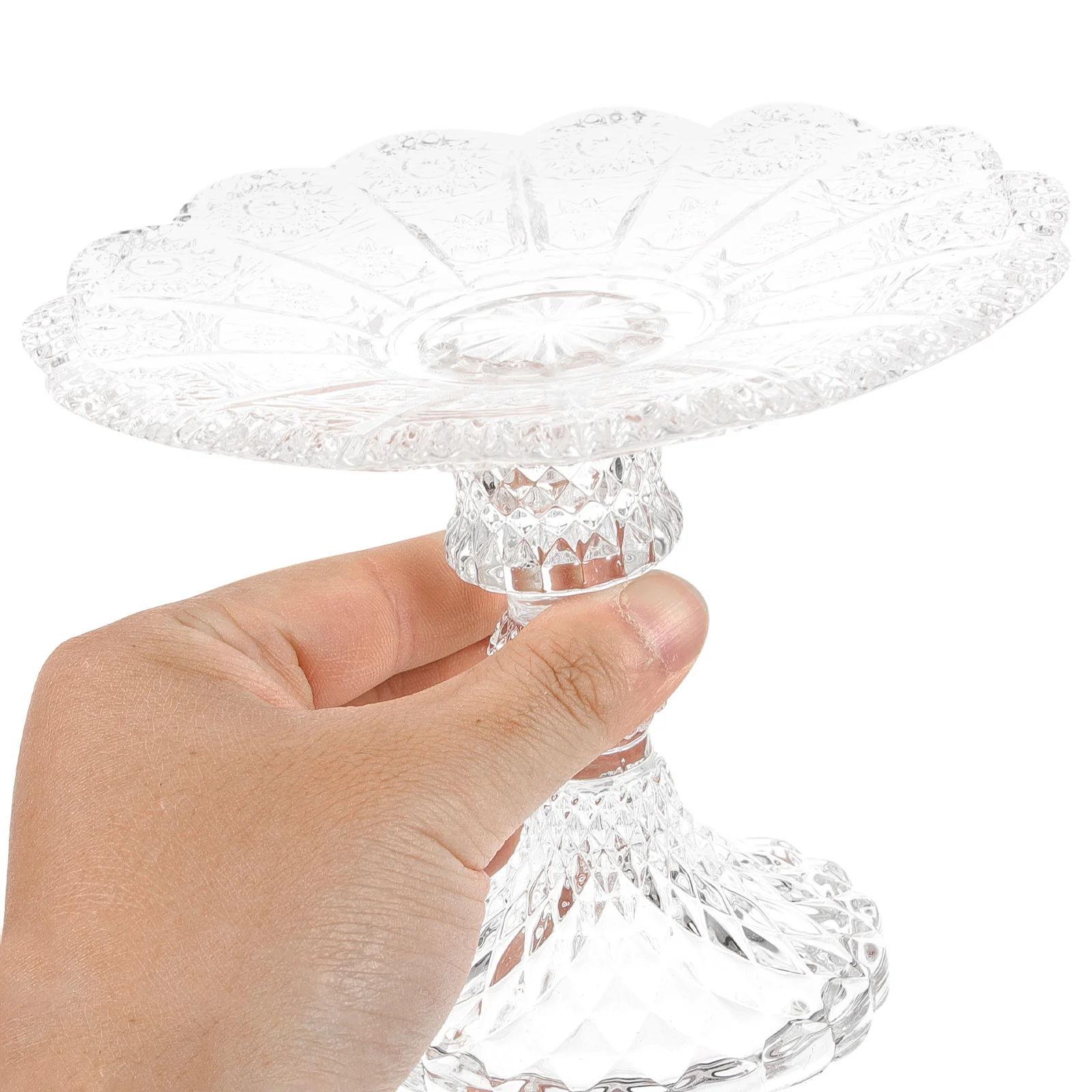 

Retro Design Footed Fruit Bowl Glass Material Smooth Edges Elegant Candy Plate Appetizer Serving Tray Decorative