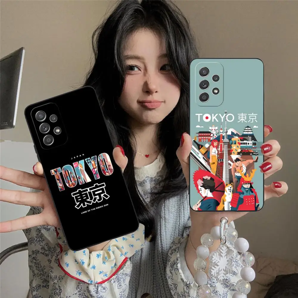Japan Tokyo Night Phone Case for Samsung Galaxy M55 54 42 35 34 33 32 23 22 15 14 13 12 F55 5G Soft TPU Shockproof Cover