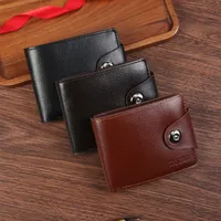 Men's Leather Bifold Wallet Slim RFID Blocking Zipper Coin Purse Anti-Theft  Buckle Multiple Card Holder Short Wallet