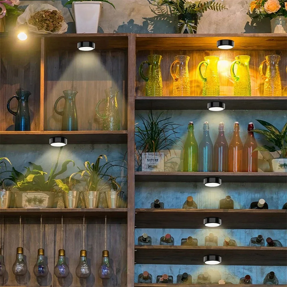 LED Puck Lights Dimmable RGBW 13 Colors Kitchen Hallway Closet Cabinet Lights Touch Sensor Decor Night Lamp With Remote Control