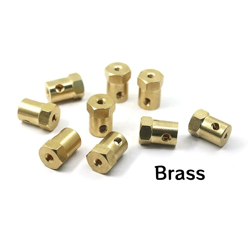 2/3/3.17/4/5/6/7/8mm Brass Hexagonal Coupling Car Tire Connector Axle  Sleeve Adapter Tire Connector