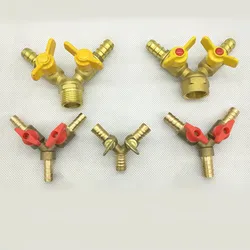 6 8 10 12mm Hose Barb Y Type Three 3 Way Brass Shut Off Ball Valve Pipe Fitting Connector Adapter For Fuel Gas Water Oil Air