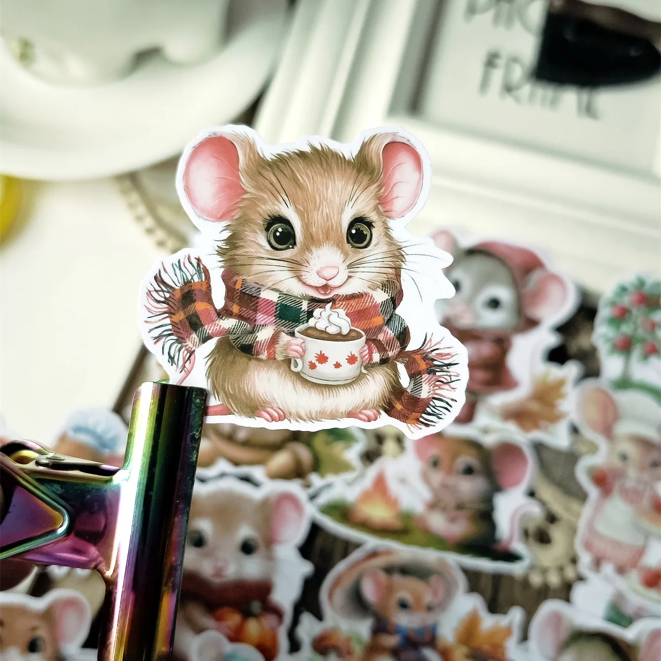 17pcs Cute mice in autumn Stickers for Stationery Decoration Girl Stationery,Waterproof and  Journals and Notebooksks journaling