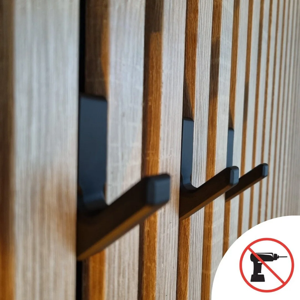 Black Plastic Acoustic Wood Slat Wall Hooks No-Drill Insert Hanger for Akupanel Slatted Wood Panel Home Entryway Storage Organiz