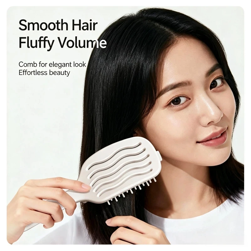Foldable Pork Ribs Fluffy High Head Comb Anti-Static Styling Cleaning Special Portable Women'S Massage Curly Hair For Home Use