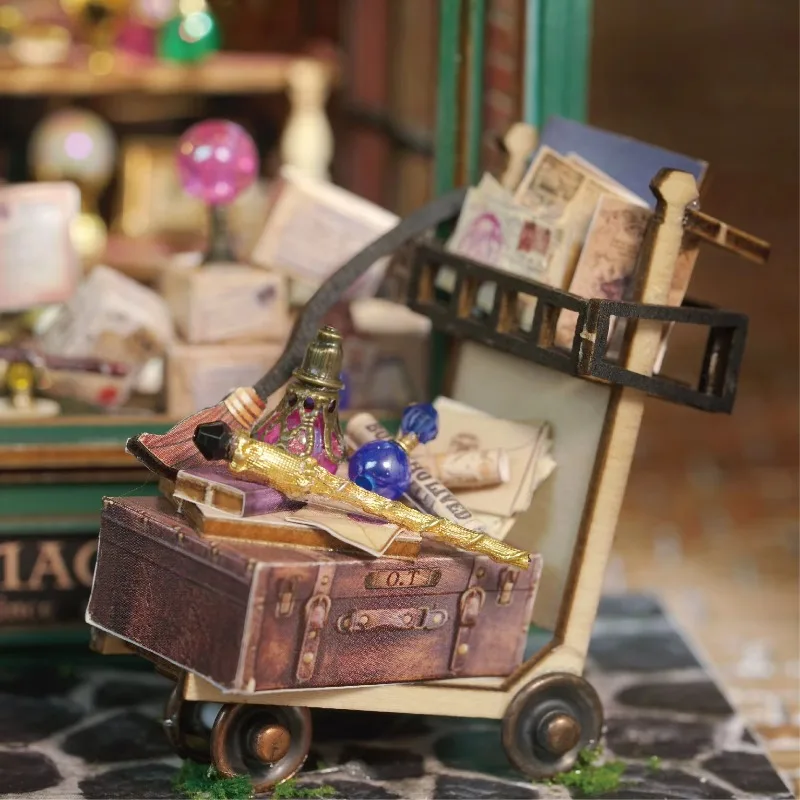 

3D wooden puzzle magic house miniature dollhouse with touch lights for Christmas gifts