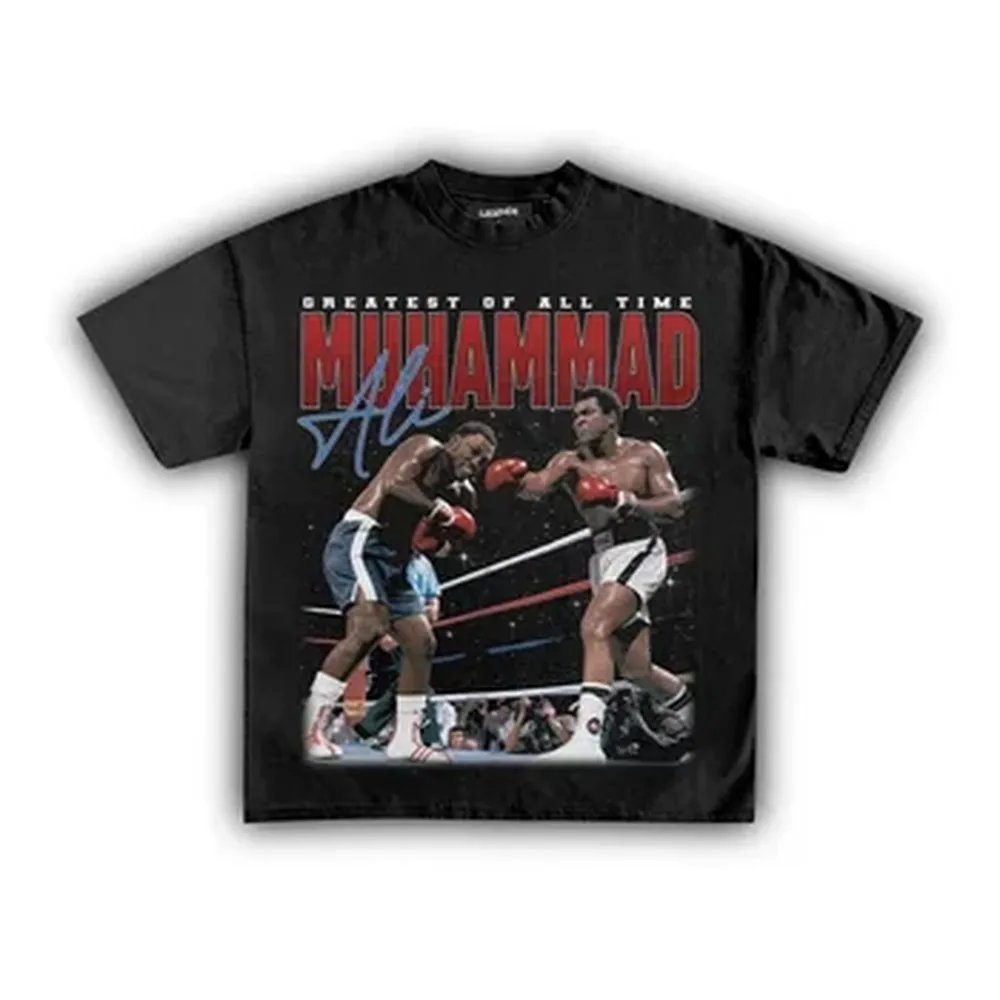 Camiseta de boxeo Muhammad Ali GOAT, camiseta de algodón con gráfico extragrande, el mejor de todos los tiempos, para hombre y mujer, estilo vintage, para fanáticos del boxeo
