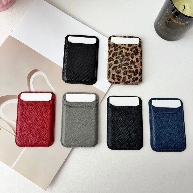 Für Magsafe Wallet 2 Doppel-Kartenetui mit Saffiano-Leopardenmuster und Kohlefaser, starker Magnet für iPhone 18 17 16 15 14 13 12